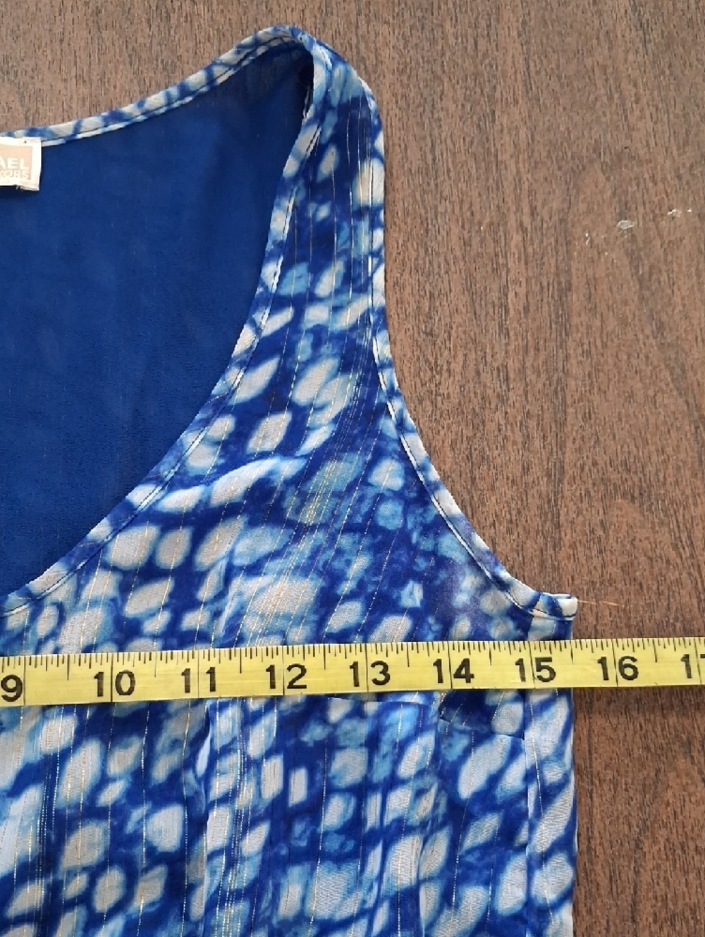 Michael Kors Blue Printed Sleeveless Maxi Dress Size Extra Small - Picture 6 of 9